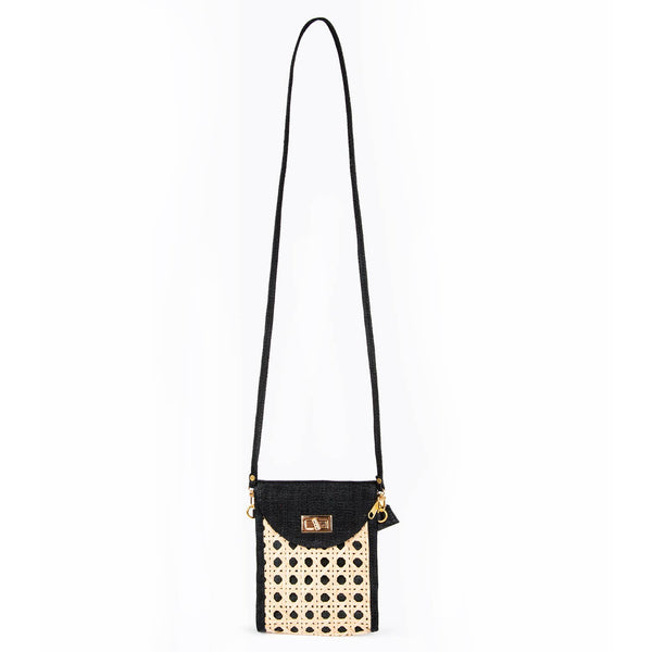Black Woven Rattan  Crossbody Bag | Luxe 
Travel - alternate