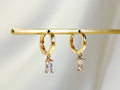 E166 huggie hoop earrings, emerald earring, dangle earring: Colorless