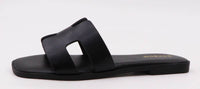 Bamboo CONCEPT-27 Women H-cutout Strap Slipon Flat Sandals: IVORY SOFT PU / 18A-5.5(1)-6(2)-6.5(2)-7(3)-7.5(3)-8(3)-8.5(2)-9(1)-10(1)