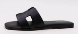 Bamboo CONCEPT-27 Women H-cutout Strap Slipon Flat Sandals: IVORY SOFT PU / 18A-5.5(1)-6(2)-6.5(2)-7(3)-7.5(3)-8(3)-8.5(2)-9(1)-10(1)