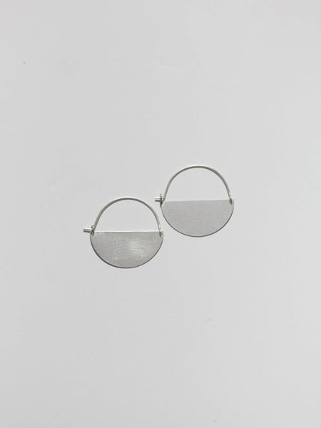 Matte Silver Half Moon Earrings: Small - 1.5"