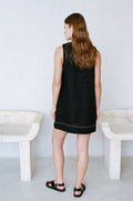 AR1170 | Woven 100% Linen Sleeveless Buttondown Mini Dress: Linen