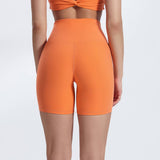 Womne No Front Seam Yoga Sport Shorts