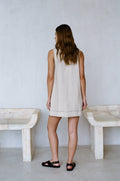 AR1170 | Woven 100% Linen Sleeveless Buttondown Mini Dress: Linen
