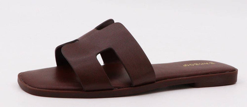 Bamboo CONCEPT-27 Women H-cutout Strap Slipon Flat Sandals