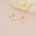 E134 pearl hoop earring, pearl earring, huggie earring