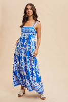 RESORT BORDER PRINT MAXI DRESS: PALM/BRAN