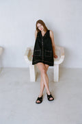 AR1170 | Woven 100% Linen Sleeveless Buttondown Mini Dress: Linen