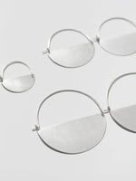 Matte Silver Half Moon Earrings: Large - 2"