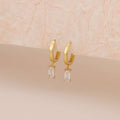 E166 huggie hoop earrings, emerald earring, dangle earring: Colorless