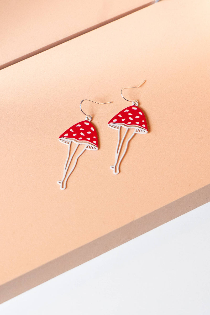 Lady Shroom Earrings  - Red