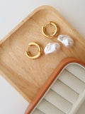 18k gold Fresh Water Pearl Large Dangle Earring