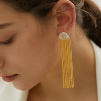 18k Gold Plated Tassel Earring; Long Drop Earrings