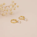 E166 huggie hoop earrings, emerald earring, dangle earring: Green