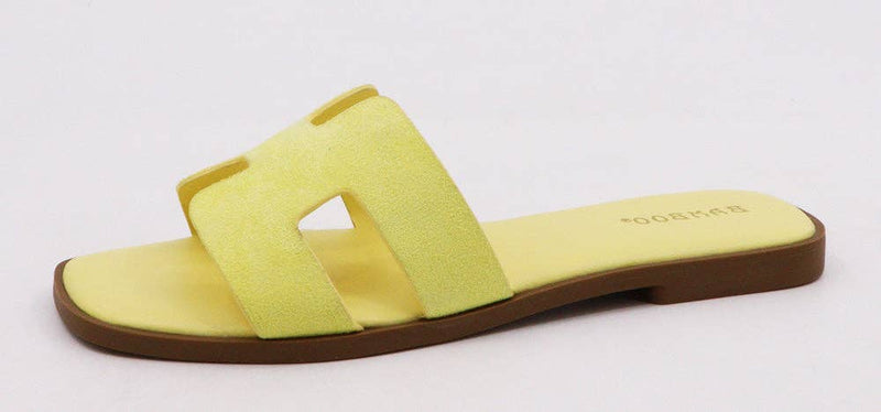 Bamboo CONCEPT-27 Women H-cutout Strap Slipon Flat Sandals: IVORY SOFT PU / 18A-5.5(1)-6(2)-6.5(2)-7(3)-7.5(3)-8(3)-8.5(2)-9(1)-10(1)