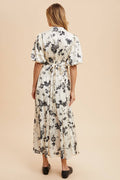 SATIN FLORAL BUTTON DOWN DRESS