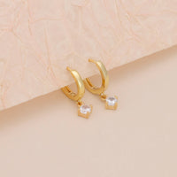 E165 gold dangle earring, dangle earring, emerald earring: Colorless