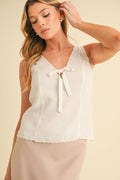 Karis Eyelet Tank: White Contemporary