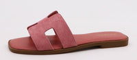 Bamboo CONCEPT-27 Women H-cutout Strap Slipon Flat Sandals: NATURAL RAFFIA
