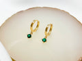 E165 gold dangle earring, dangle earring, emerald earring: Colorless