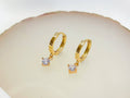 E165 gold dangle earring, dangle earring, emerald earring: Green