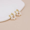 E134 pearl hoop earring, pearl earring, huggie earring