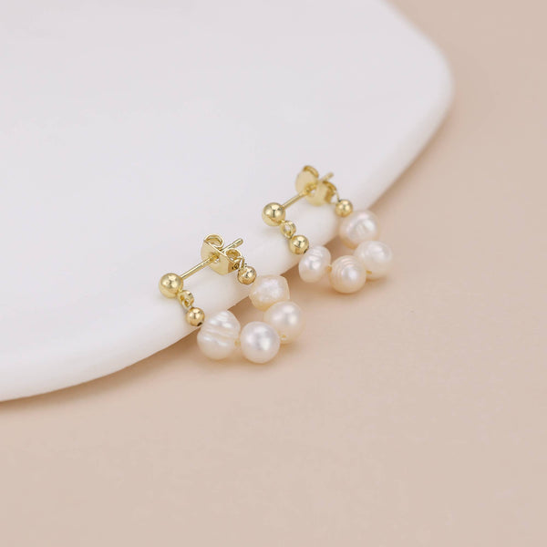 E134 pearl hoop earring, pearl earring, huggie earring - alternate