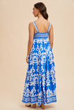 RESORT BORDER PRINT MAXI DRESS: PALM/BRAN