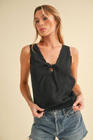 8451FD Karis Eyelet Tank: White / Contemporary / S
