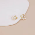 E134 pearl hoop earring, pearl earring, huggie earring