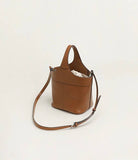 Elle - Minimalism Style Genuine Leather Bucket Shape Bag