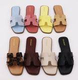 Bamboo CONCEPT-27 Women H-cutout Strap Slipon Flat Sandals: NATURAL RAFFIA