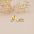 E166 huggie hoop earrings, emerald earring, dangle earring: Colorless