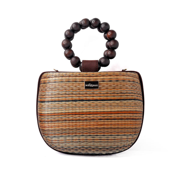 Brown Woven Straw & Bead Statement Handbag | Vacation Style