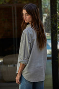 Woven Cotton Collar Neck Button Front Long Sleeve: Pink