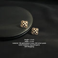 18k gold Clover White and black fun Checker Stud Earring