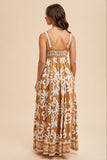 RESORT BORDER PRINT MAXI DRESS: PALM/BRAN