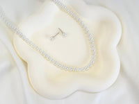 Single strand small white pearl necklace set, pearl studs