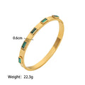 18K Gold Cuban Chain Bracelet; Diamond Tennis Bracelet (GREEN)