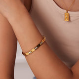 18K Gold Cuban Chain Bracelet; Diamond Tennis Bracelet (White)