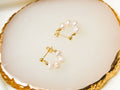 E134 pearl hoop earring, pearl earring, huggie earring