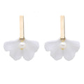 White Ginkgo Leaf & Fresh Water Pearl Statement Earring