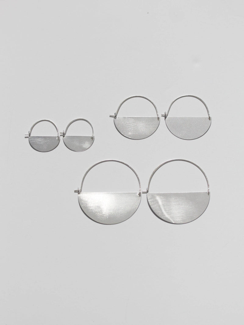 Matte Silver Half Moon Earrings: Large - 2"