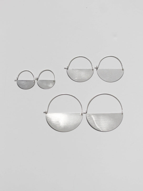 Matte Silver Half Moon Earrings: Small - 1.5" - alternate
