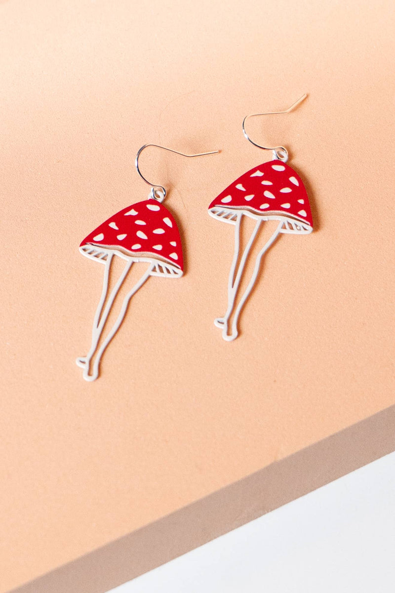 Lady Shroom Earrings  - Red