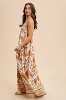RESORT BORDER PRINT MAXI DRESS: PALM/BRAN