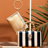 Gold Woven Straw Resort  Wristlet Clutch Pouch | Summer 2025
