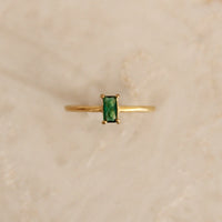 CZ Baguette Ring Green Six