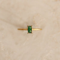 CZ Baguette Ring Green Seven