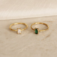 CZ Baguette Ring Green Seven